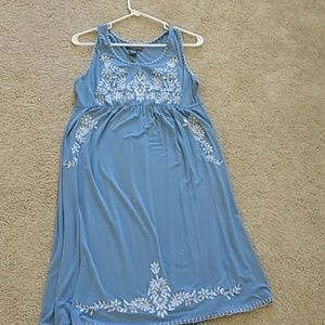Blue dress with white embroidery